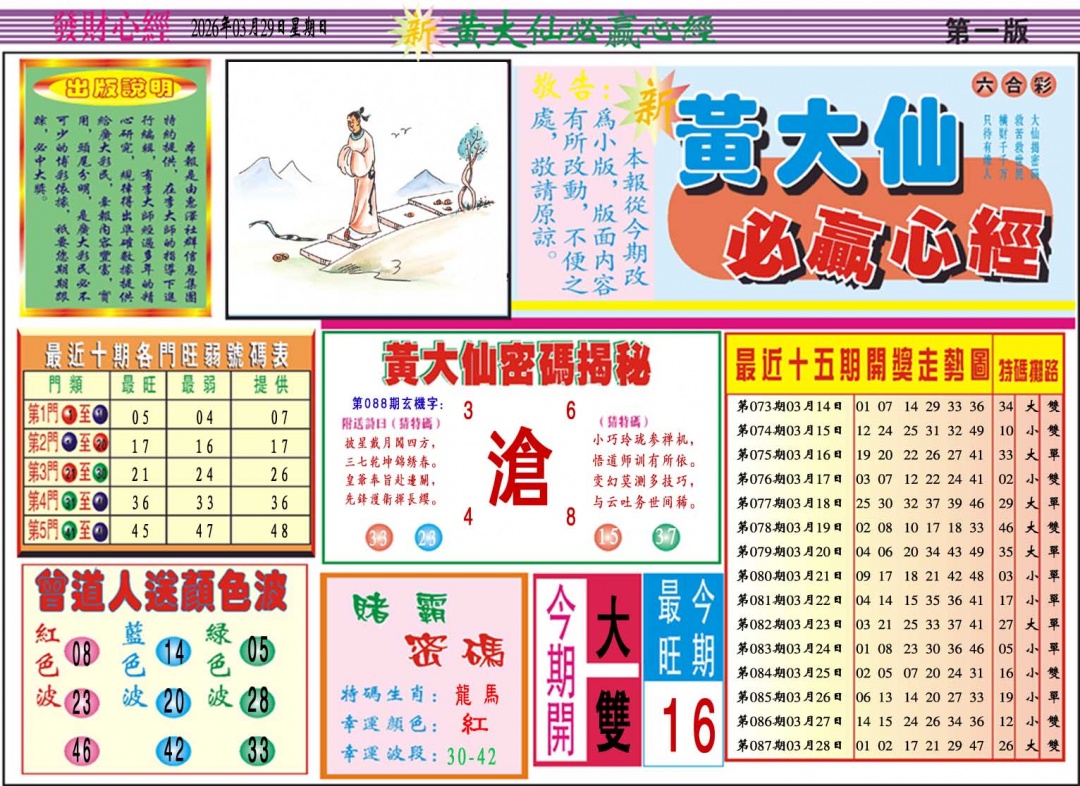 088期黄大仙必赢心经A[图]